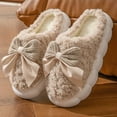 thumbnail image 5 of Slippers for Women Indoor Womens House Slippers Cozy Women's Slippers Fuzzy Indoor Shoes With Bowknot Design Warm Winter Home Footwear Soft Comfortable On Flat Heel, 5 of 5