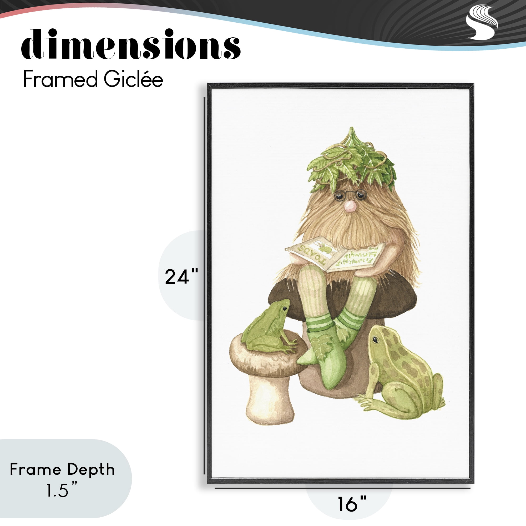 Stupell Industries Garden Elf with Frogs Black Framed Giclee Art, design by Nancy Overton
