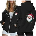 thumbnail image 4 of Christmas Zip Up Hoodies for Women Long Sleeve Xmas Santa Graphic Hooded Sweatshirt with Pockets Jacket Coat Outerwear, 4 of 7