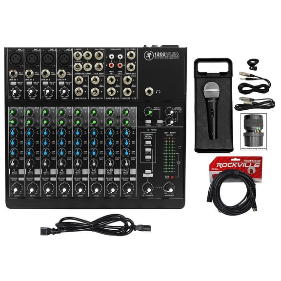 Mackie 1202VLZ4 12-Channel Compact Analog Mixer w/ 4 ONYX Preamps Microphone
