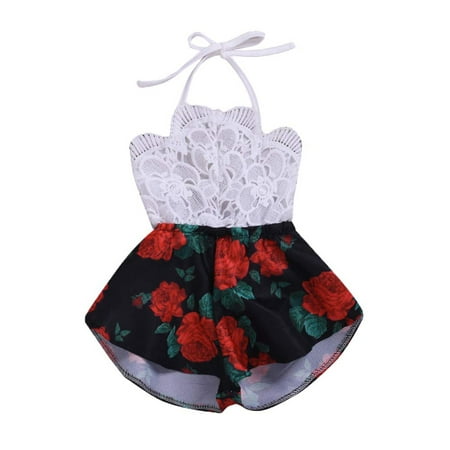 

Baby Girl Romper Lace Lightweight Coat Flower Printed Thigh Shorts