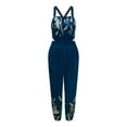thumbnail image 6 of Wycnly Womens Jumpsuits Sexy Backless Club Elastic Waist Strap Maxi Jumpsuits Overalls Trendy Tie-Dye Print Square Neck Sleeveless Long Summer Rompers Navy xl, 6 of 7