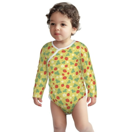 

Fotbe Floral Strawberr Pattern Unisex-baby Long-sleeve Bodysuit Long Sleeve Bodysuits One-piece 100% Organic Cotton for Infant Baby Boys Unisex-18 Months