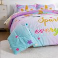 thumbnail image 3 of Btargot 5 Piece Unicorn Twin Comforter Set for Girls Kids Teens Purple Flower Rainbow Bedding Set Blue Gold, 3 of 11