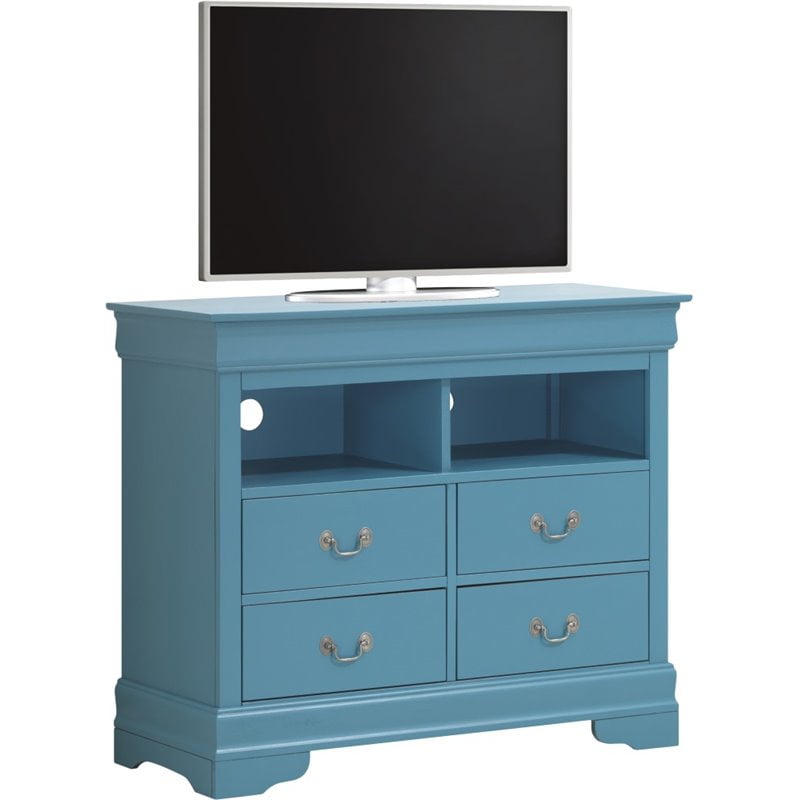 Glory Furniture Louis Phillipe TV Stand in Teal