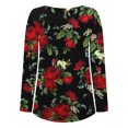 thumbnail image 3 of Women's Fall Henley V Neck Button Up Tunic Tops Flowy Long Sleeve Blouse for Leggings Ruched Floral Printed T-Shirts, 3 of 6