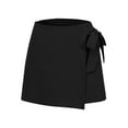 thumbnail image 6 of Stephy New Women's Fashionable Casual High Waistband Waist Belt Cotton Linen Shorts, Black, M, 6 of 9