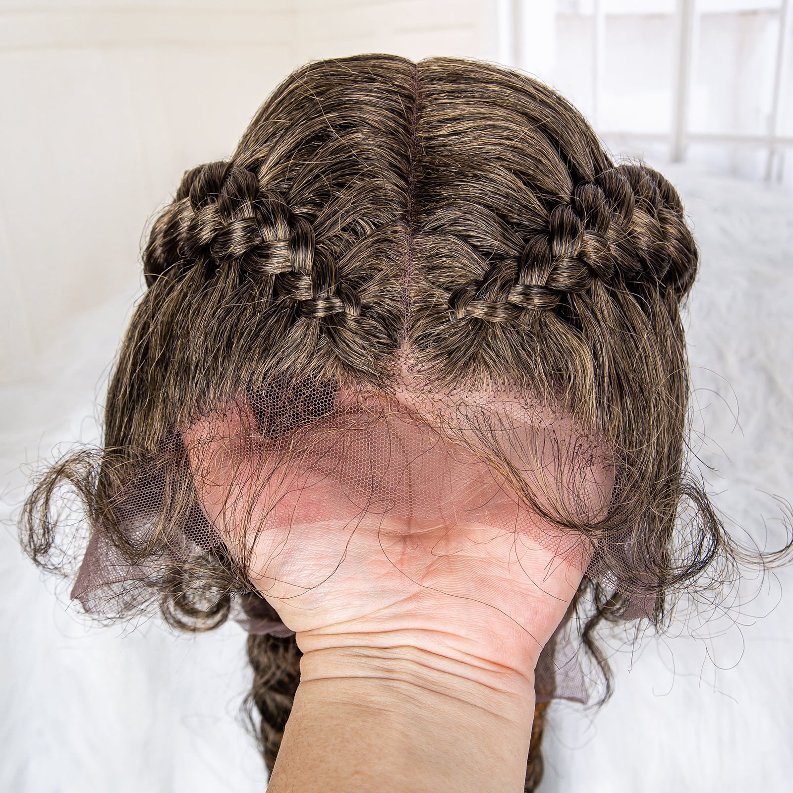 36 Inches Long Lace Front Synthetic Braided Wigs Lace Front Twins Cornrow Braided Wig for Black Women with Baby Hair Middle Part (1B/27 Color)