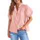 thumbnail image 1 of Camisa PRETTYGARDEN de Algodón Rosa con Botones y Cuello en V XXL, 1 of 8