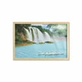 thumbnail image 1 of Waterfall Wall Art with Frame, Image of a Grand Waterfall with Swans in the Lake Sunny Day Nature Print, Printed Fabric Poster for Bathroom Living Room, 35" x 23", Blue Green White, by Ambesonne, 1 of 2