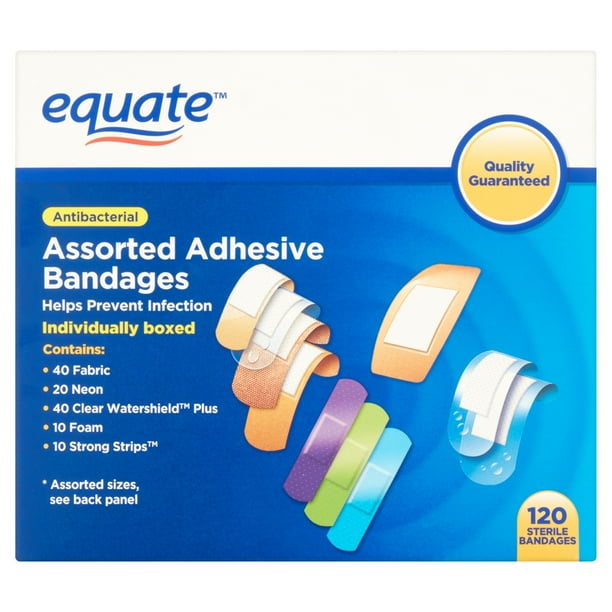 Equate Antibacterial Assorted Adhesive Bandages, 120 Ct