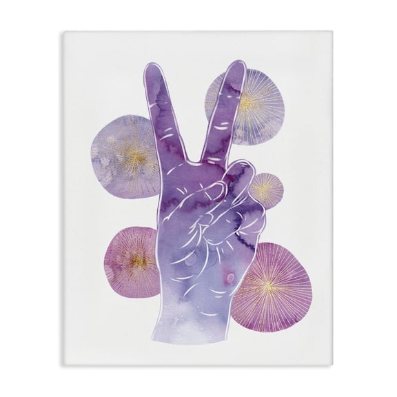 Stupell Industries Art Deco Purple Peace Hand Sign Canvas Art, 16 x 20, by Ziwei Li