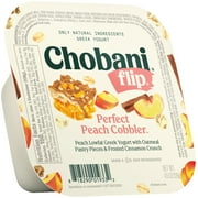Chobani Flip Low-Fat Greek Yogurt, Perfect Peach Cobbler 4.5 oz Plastic Cup