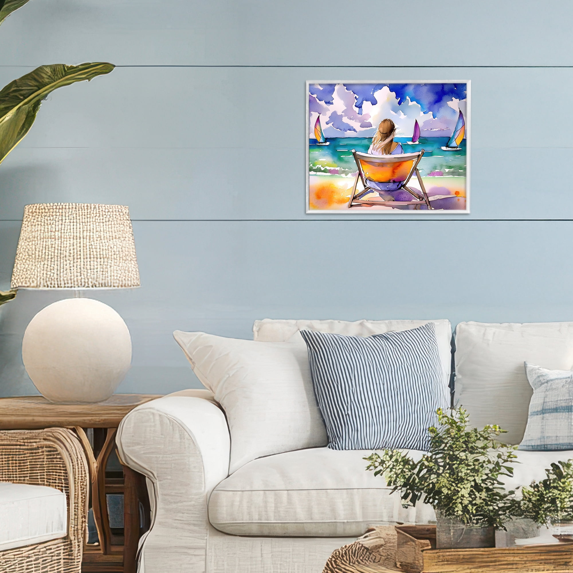 Stupell Industries Front Row to Paradise White Framed Giclee Art, design by Shelly Craig