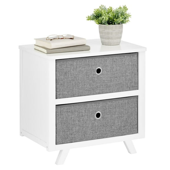 mDesign 2-Drawer Fabric Dresser Storage Organization Chest Unit - White/Gray