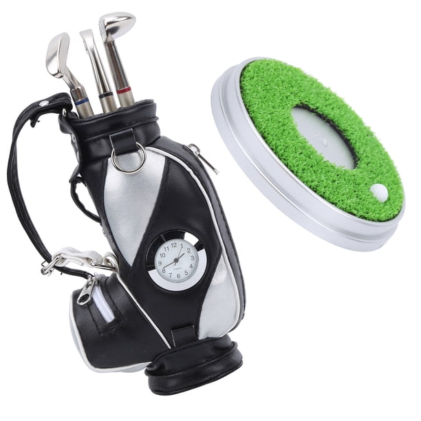 Bolsa De Mini , Juego De Bolígrafos De 3 Bolígrafos Y Soporte, Reloj Electrónico Para Decoración Del Escritorio, Regalo Ideal Para Golfista, aleación De Zinc, Cuero, Plástico