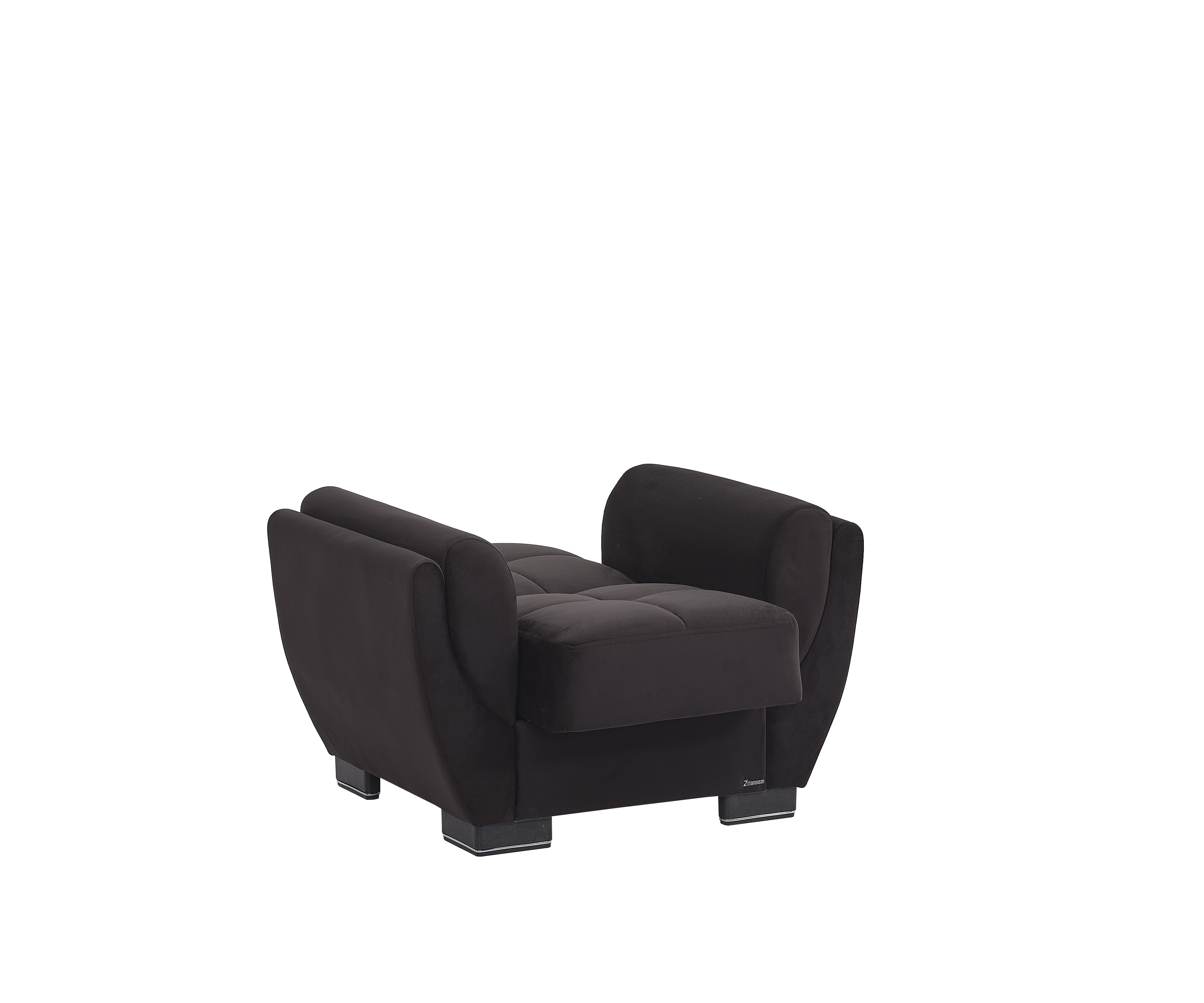 Ottomanson Convertible Accent Armchair with Hidden Storage & Rounded Arms, Firm Comfort Seating, Black