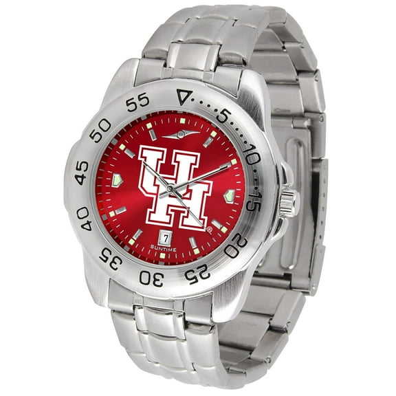 Red Houston Cougars Sport Steel AnoChrome Watch