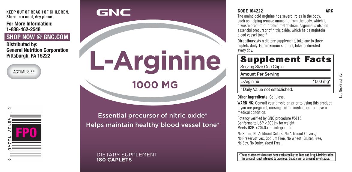 Gnc L Arginine 1000mg 180 Caplets Helps Maintain Healthy Blood