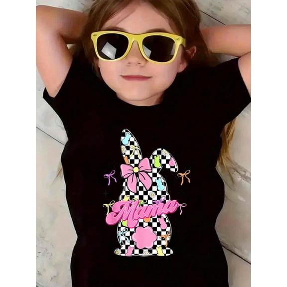 Happy Easter Mama Checkered Funny Bunny For Mom Kids T-Shirt Graphic T-shirts for boys and girls