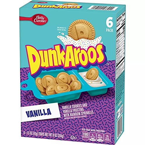 Dunkaroos Vanilla Cookies and Frosting with Rainbow Sprinkles, 9 Oz, 6 Count