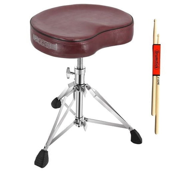 Drum Throne Padded Guitar Stool Saddle Drummer Seat for Adults & Kids - Cherry