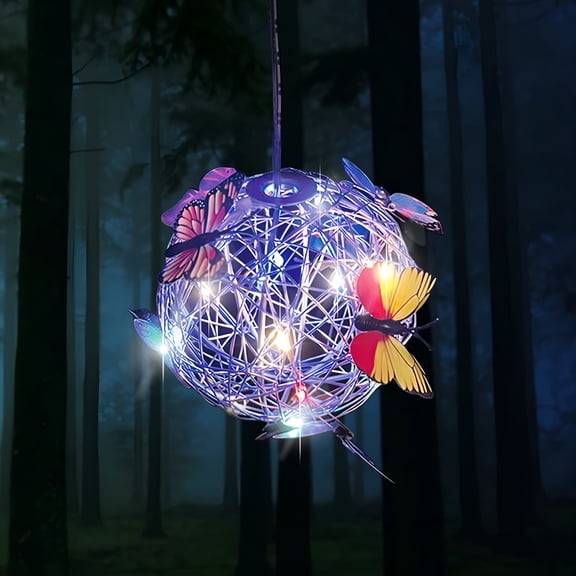 HIBIBUD Solar Butterfly Hanging Lights,Waterproof,Colorful LED