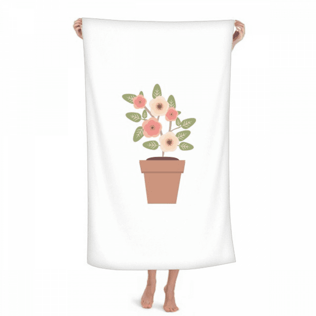 Potted Flower Simple Art Deco Fashion Hand Towel Bath Facecloth Soft Cotton Washcloth