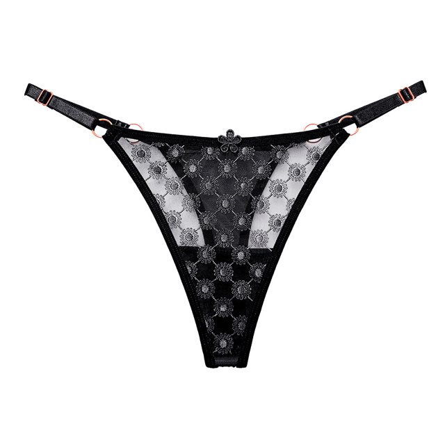 Tangas de encaje floral sin entrepierna, bragas íntimas de cintura baja con aro de diamantes de imitación, lencería y ropa interior sexy para mujer