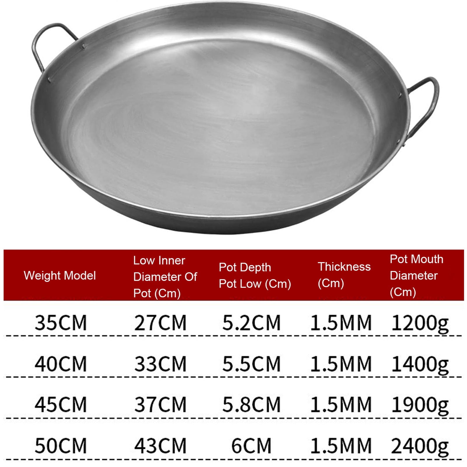 Spanish Paella Cooking Pan With Dual Handles, Cast Iron Non Stick Uncoated Flavours Paella Pan Frying Pan For Home Restaurant Camping [Energy Class A]