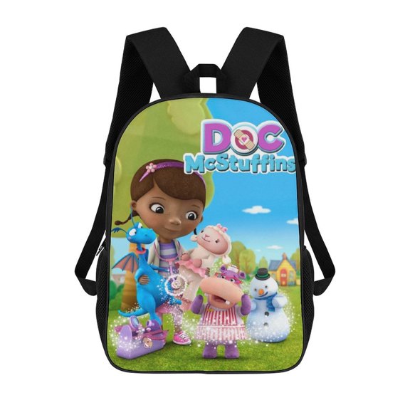 Lightweight Doc Cute M-cstuffins Backpack for Women, Men, Unisex 17 Inch Schoolbag Backpack Rucksack Large Capacity Shoulder Bag Travel Bags Students Bookbag