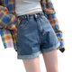 thumbnail image 4 of Pantalones cortos de mezclilla de cintura alta para mujer, cintura súper alta, pierna ancha holgada, palabra a, tendencia de moda fina de verano 2021, 4 of 4