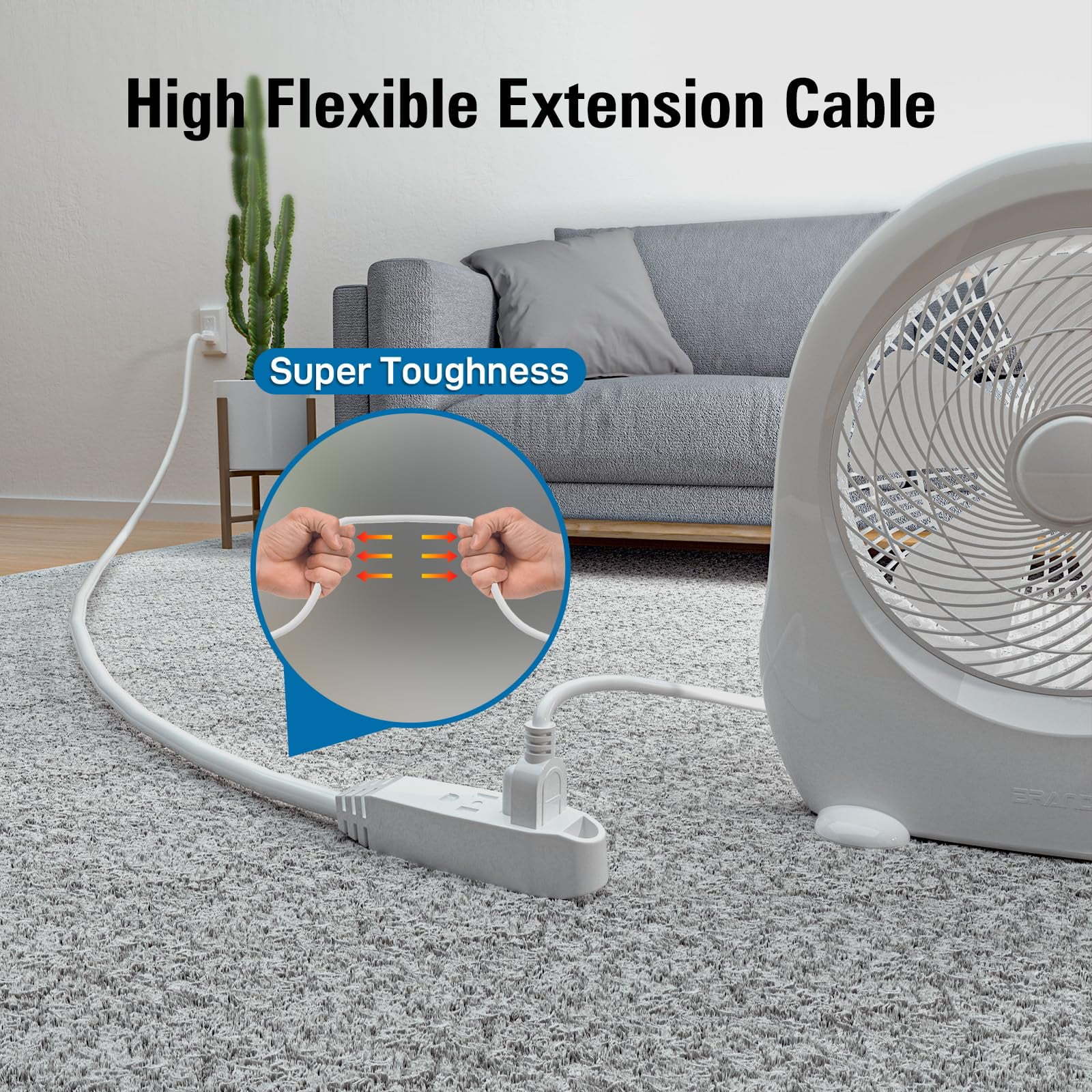 Kasonic Extension Cord, 50 Feet 3 Outlet 3 Wire Grounded White Cord, 13 Amp 125 V 1625 Watts