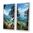 thumbnail image 3 of Designart "Marine Euphony Pastoral II" Dolphin Framed Wall Art Set Of 2 - Teal Animals Gallery Wall Frame Set For Home Decor, 3 of 7