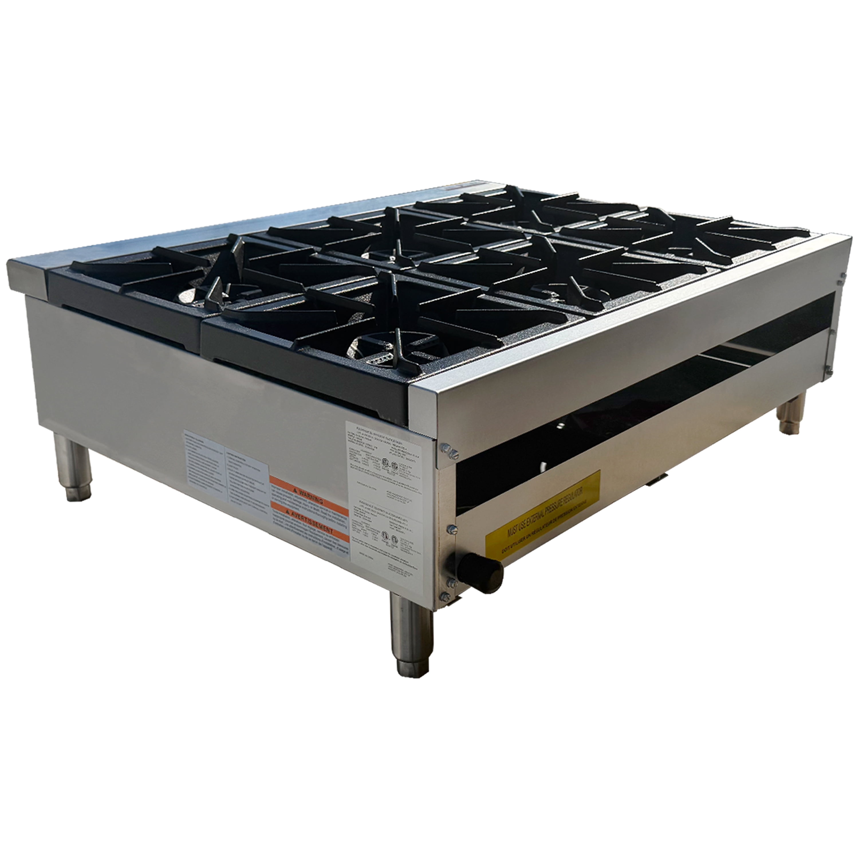 36" Commercial Gas Hot Plate – 6 Burner Stainless Steel Countertop Range, 180,000 BTU, NSF & ETL Certified, Heavy Duty Cast Iron Grates