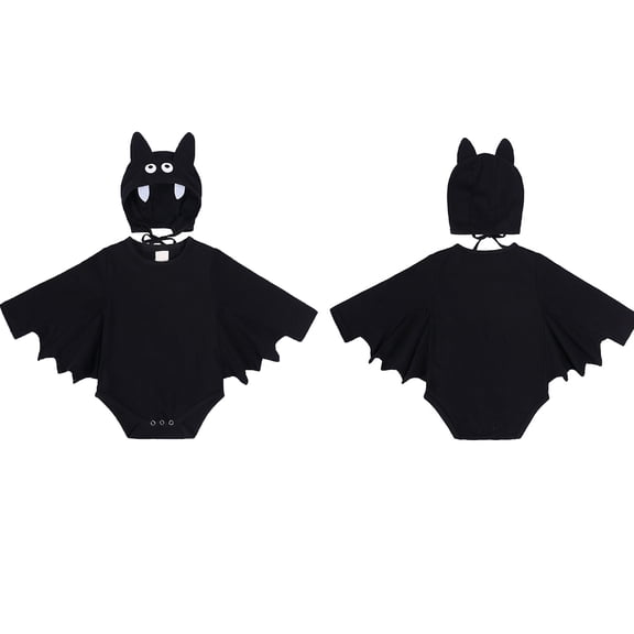 Halloween Outfit Long Sleeve Hooded Bat Baby Romper Shirt Baby Outfits Baby Boy Shirts 0-3 Months