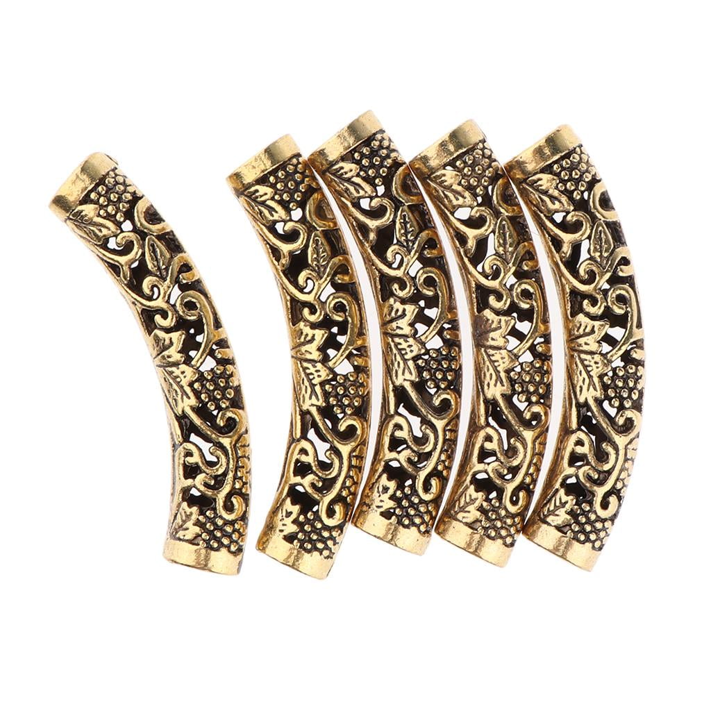 Beard Beads Set Gem Jewel 5pcs Rings for Dreadlocks Hair Beards Multicolor 4.9 x 0.9 cm