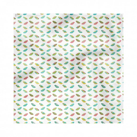 Flip Flop Decorative Satin Napkins Set of 4, Foam Thong Sandals Design Pattern Including Polka Dots Stripes Crooked Lines, Square Fabric Party & Dinner Napkin, 18", Multicolor, by Ambesonne