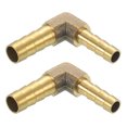 thumbnail image 1 of Conector de codo en ángulo recto de latón de 2 paquetes, adaptador de latón de 5/16"x1/4" ID, reductores de accesorios de manguera de aire para conectar agua, combustible, aire, mangueras de aceite, 1 of 7