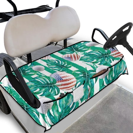 Renewold Golf Cart Seat Cover with Pockets Portable Quick Dry Seat Blanket Machine Washable Suitable for 2 Person Club Car 52 x 32 Golf Ball American Flag Monstera Stripes