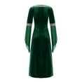 thumbnail image 2 of inlzdz Medieval Renaissance Princess Costume for Girls Gothic Vintage Long Maxi Dress Halloween Green 16, 2 of 4