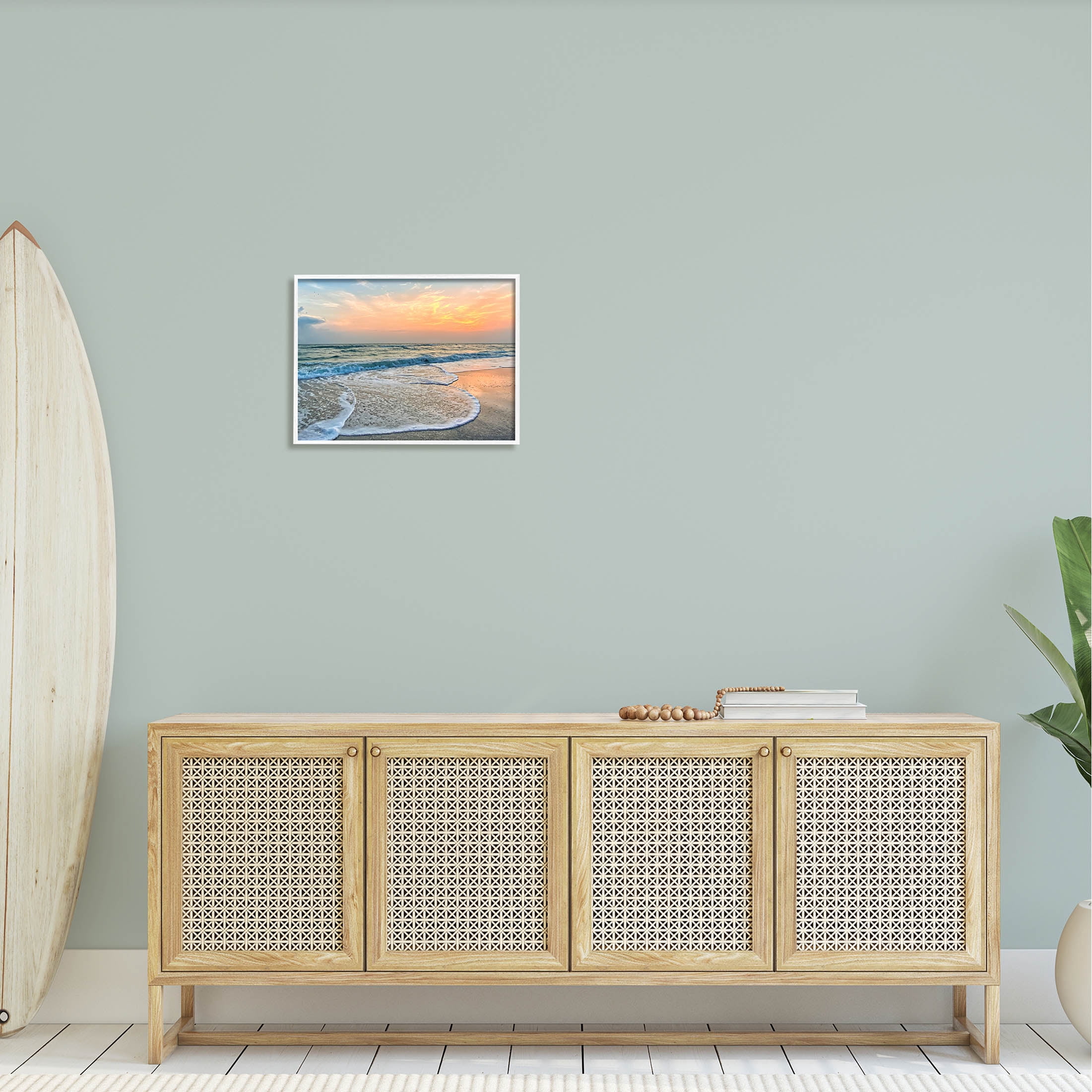 Stupell Industries Vast Panoramic Beach Layered Waves Photograph White Framed Art Print Wall Art, Design by Mary Lou Photography