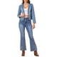 thumbnail image 2 of Chaqueta de mezclilla elástica para mujer INSPIRE CHIC con solapa, un botón, manga larga, chaquetas de trabajo de mezclilla L azul claro, 2 of 6