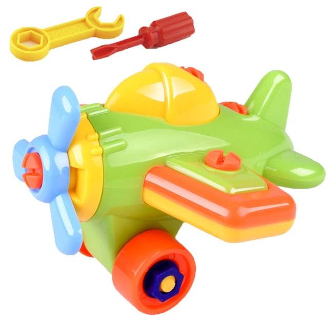 Children DIY Disassembling Airplane Car Train Helicopter Building Blocks Model Tool Kids Educational Toys Set Color Random