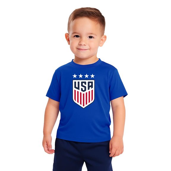 Icon Sports Officially Licensed U.S. Soccer USWNT Toddler Youth Kids Logo Cotton T-Shirt | Navy, 3T