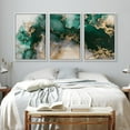 thumbnail image 3 of PixonSign Framed Canvas Print Wall Art Teal Green Gold Marble Smoke Landscape Abstract Shapes Illustrations Mid-Century Modern Minimalism Scenic Relax/Calm Multicolor Zen - 24"x36"x3 White, 3 of 5