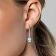thumbnail image 3 of Gem Stone King 14K Yellow Gold Sky Blue Topaz and Lab Grown Diamond Dangle Earrings for Women | 4.36 Cttw | Gemstone November Birthstone | Oval 9X7MM, 3 of 6