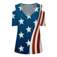thumbnail image 4 of IROINNID 4th of July T-Shirt For Women Fashion Summer Casual Strapless Blouse Top V-Neck Women Tops Independence Day, 4 of 5