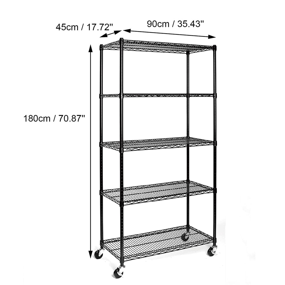Kepooman 5-Tier Shelving Unit Storage with Wheels and Adjustable Rack Adjustable Organizer for Pantry Laundry Bathroom Kitchen, Black Kepooman 5-Tier Shelving Unit Storage with Wheels and Adjustable Rack Adjustable Organizer for Pantry Laundry Bathroom Kitchen, Black