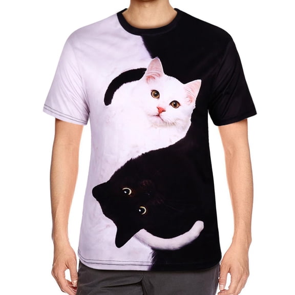 DHFJKG Short Sleeve T Shirts For Women Men Funny 3D Print Unisex Adult Cute Cat Summer Crewneck Loose Fit Tee Shirt Versatile Tops